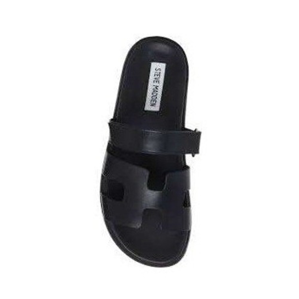Steve Madden Mayven Black Leather H-Band‎ Slide Sandals Womens 11M MAYV01S1